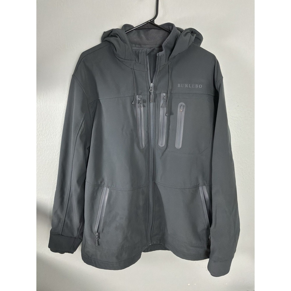 Burlebo Softshell Jacket Gray Hooded Water Resistant Fleece Lined XL